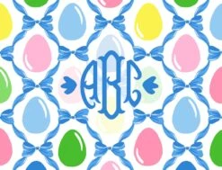 Easter Egg Trellis Personalized Gift Sticker Label, Blue, Set Of 24