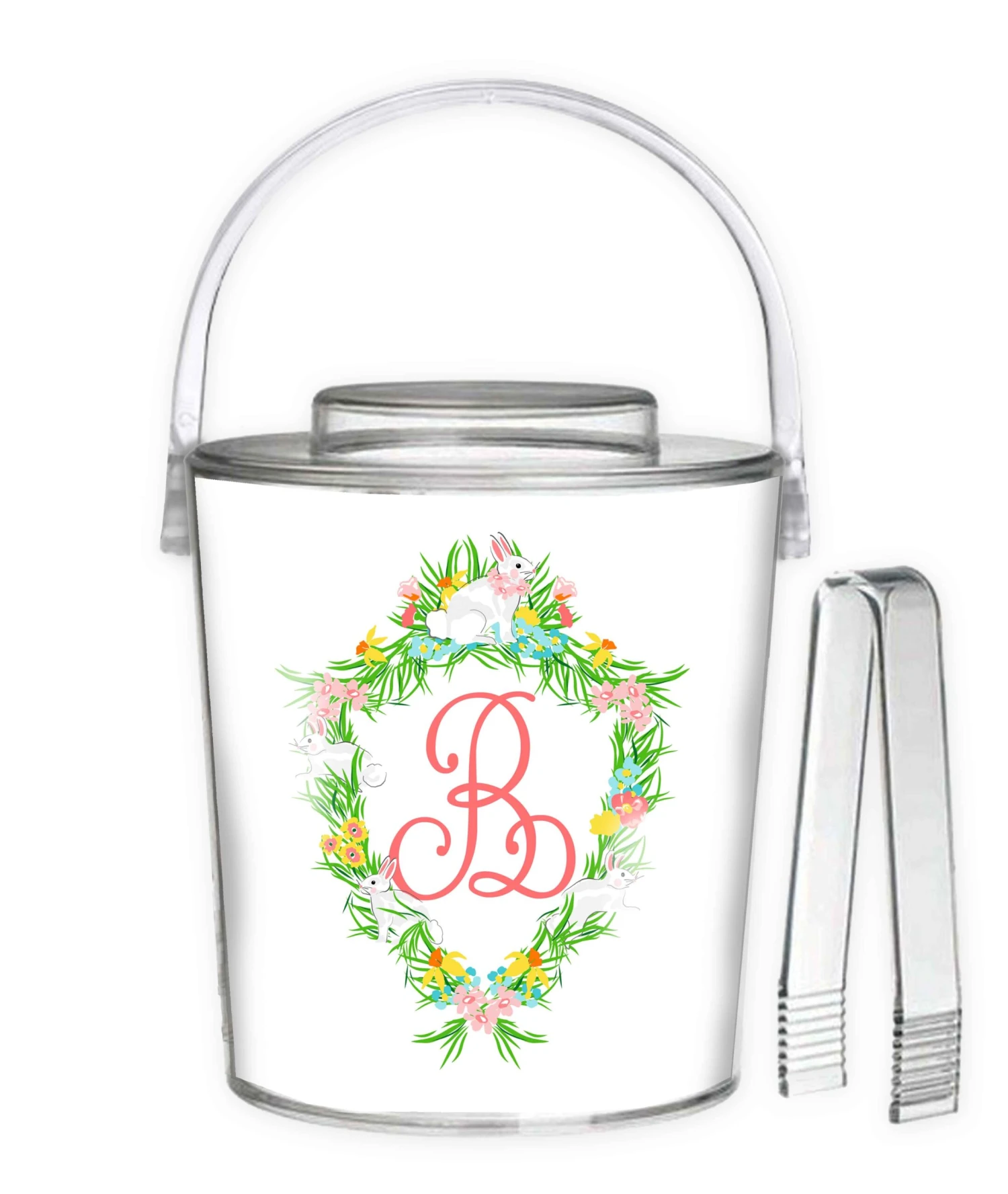 Easter Crest Personalized Ice Bucket, White 1 Easter Crest Personalized Ice Bucket, White