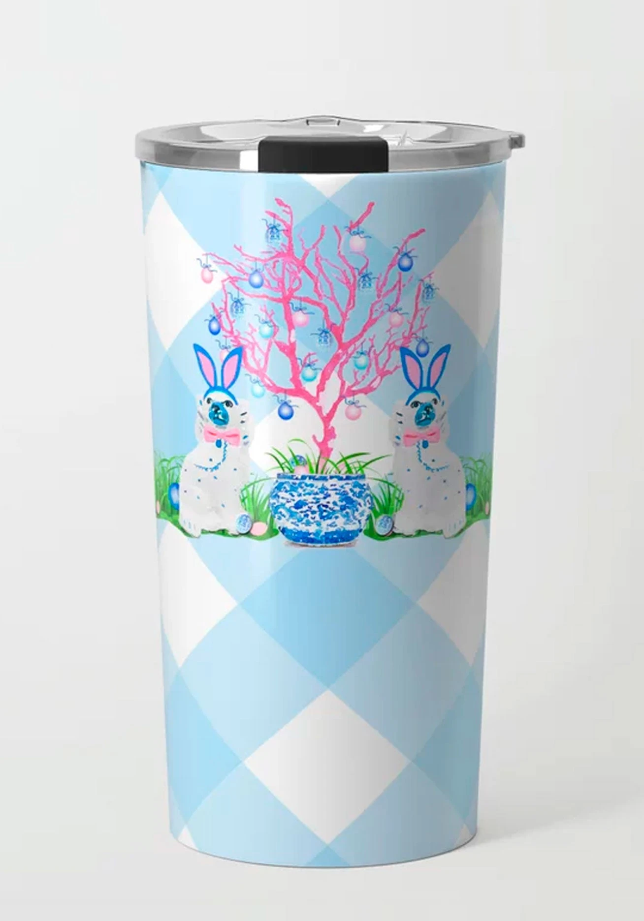 Spring Staffies Chinoiserie Easter Travel Tumbler, Blue 1 Spring Staffies Chinoiserie Easter Travel Tumbler, Blue