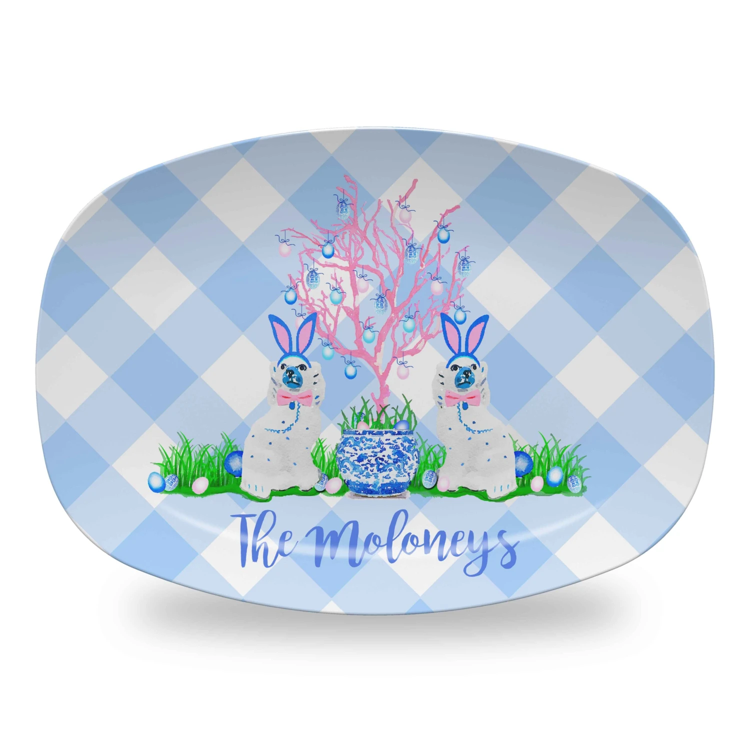 Spring Staffies Personalized Easter Melamine Platter 1 Spring Staffies Personalized Easter Melamine Platter