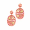 Easter Egg Beaded Statement Holiday Earrings, Pink