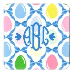 Easter Egg Trellis Personalized 4"x 4" Paper Coasters, Blue