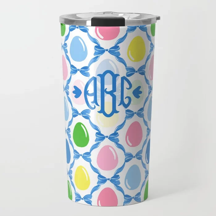 Easter Egg Trellis Personalized Travel Tumbler, Blue 1 Easter Egg Trellis Personalized Travel Tumbler, Blue
