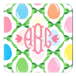 Easter Egg Trellis Personalized 4"x 4" Paper Coasters, Grass