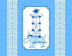 Blue Pagoda Parade Personalized Blue Folded Note Cards