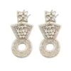 Wedding Ring Bride To Be Beaded Statement Earrings, Platinum