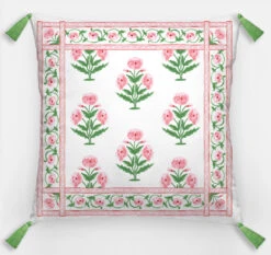 Mughal Blooms Euro Pillow & Insert, 26"x26", Pink