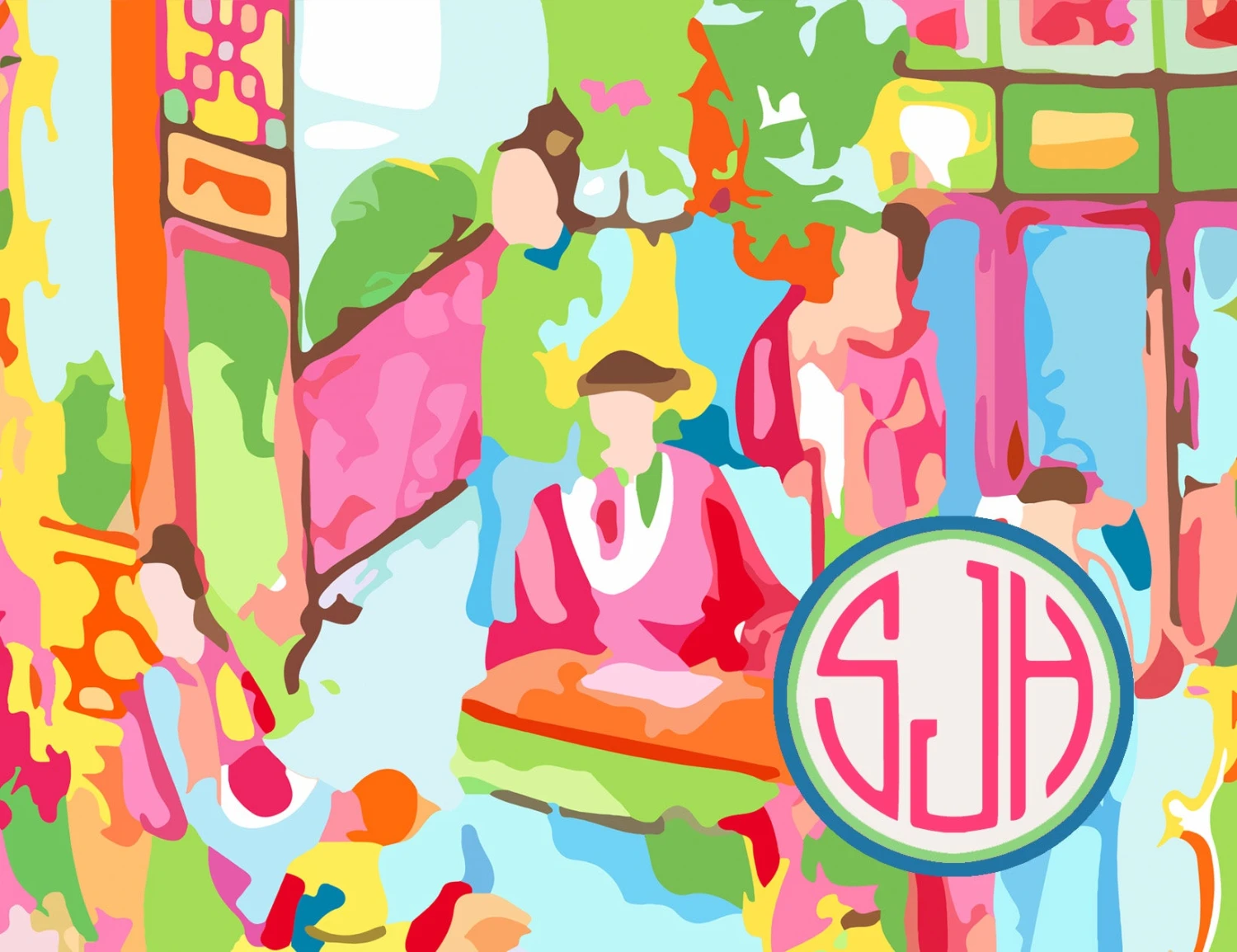 Famille Rose-Inspired Personalized Folded Note Cards 1 Famille Rose-Inspired Personalized Folded Note Cards