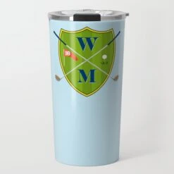 Men's Custom Golf Crest Personalized Travel Tumbler