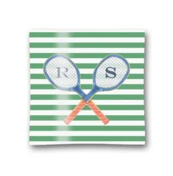 Personalized Father's Day Glass Trinket Dish, 6"x6" Square, Tennis