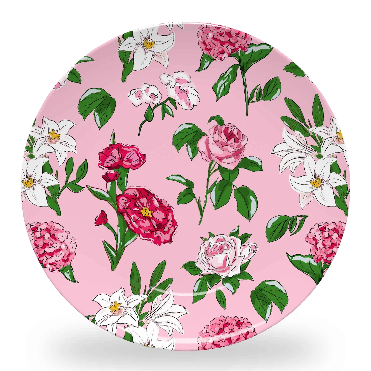 Flirty Floral Set Of (4) 10" Dia. Melamine Plates 1 Flirty Floral Set Of (4) 10" Dia. Melamine Plates