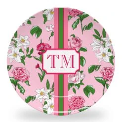 Flirty Floral Set Of (4) Personalized 10" Dia. Melamine Plates