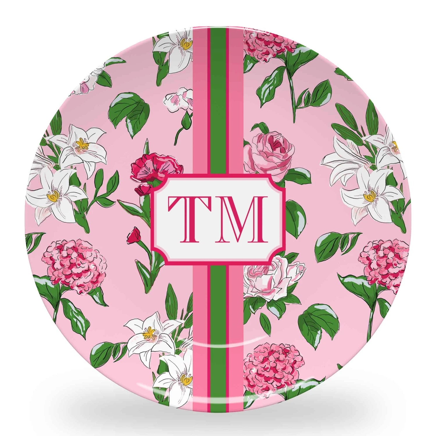 Flirty Floral Set Of (4) Personalized 10" Dia. Melamine Plates 1 Flirty Floral Set Of (4) Personalized 10" Dia. Melamine Plates