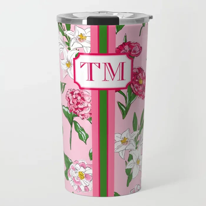 Flirty Floral Personalized Travel Tumbler 1 Flirty Floral Personalized Travel Tumbler
