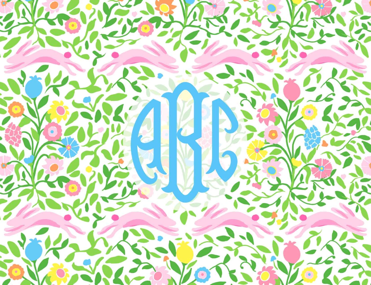 Mughal Bouquet Stripe Personalized Easter Folded Note Cards 1 Mughal Bouquet Stripe Personalized Easter Folded Note Cards