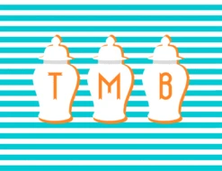 Ginger Jar Stripe, Capri, Folded Note Cards