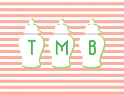 Ginger Jar Stripe, Persimmon, Folded Note Cards