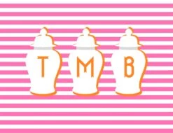 Ginger Jar Stripe, Clementine, Folded Note Cards