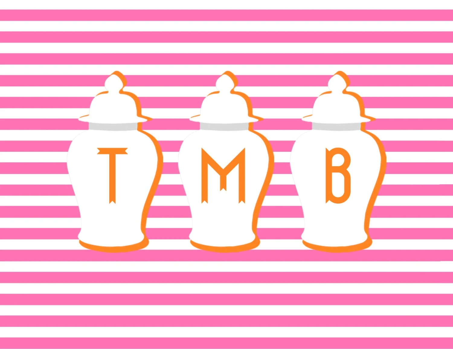 Ginger Jar Stripe, Clementine, Folded Note Cards 1 Ginger Jar Stripe, Clementine, Folded Note Cards