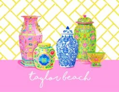 Haute Chinoiserie Folded Note Cards, Peony