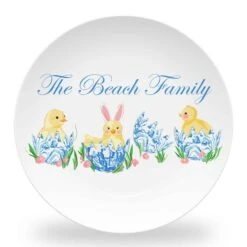 Haute Hatch Set Of (4) Personalized Easter 10" Dia. Melamine Plates