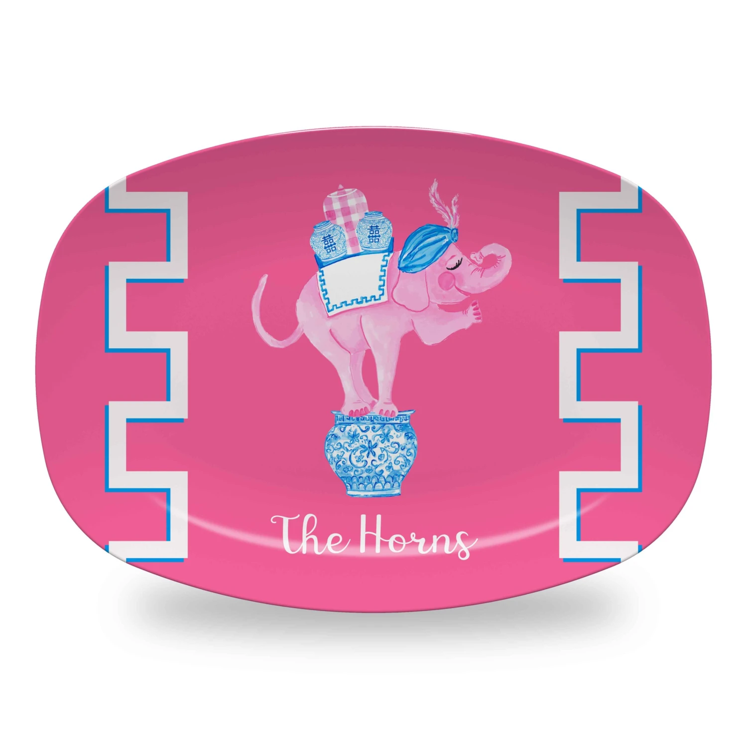 Trunk Of Lovin' Elephant Valentine's Personalized Melamine Platter, Pink 1 Trunk Of Lovin' Elephant Valentine's Personalized Melamine Platter, Pink