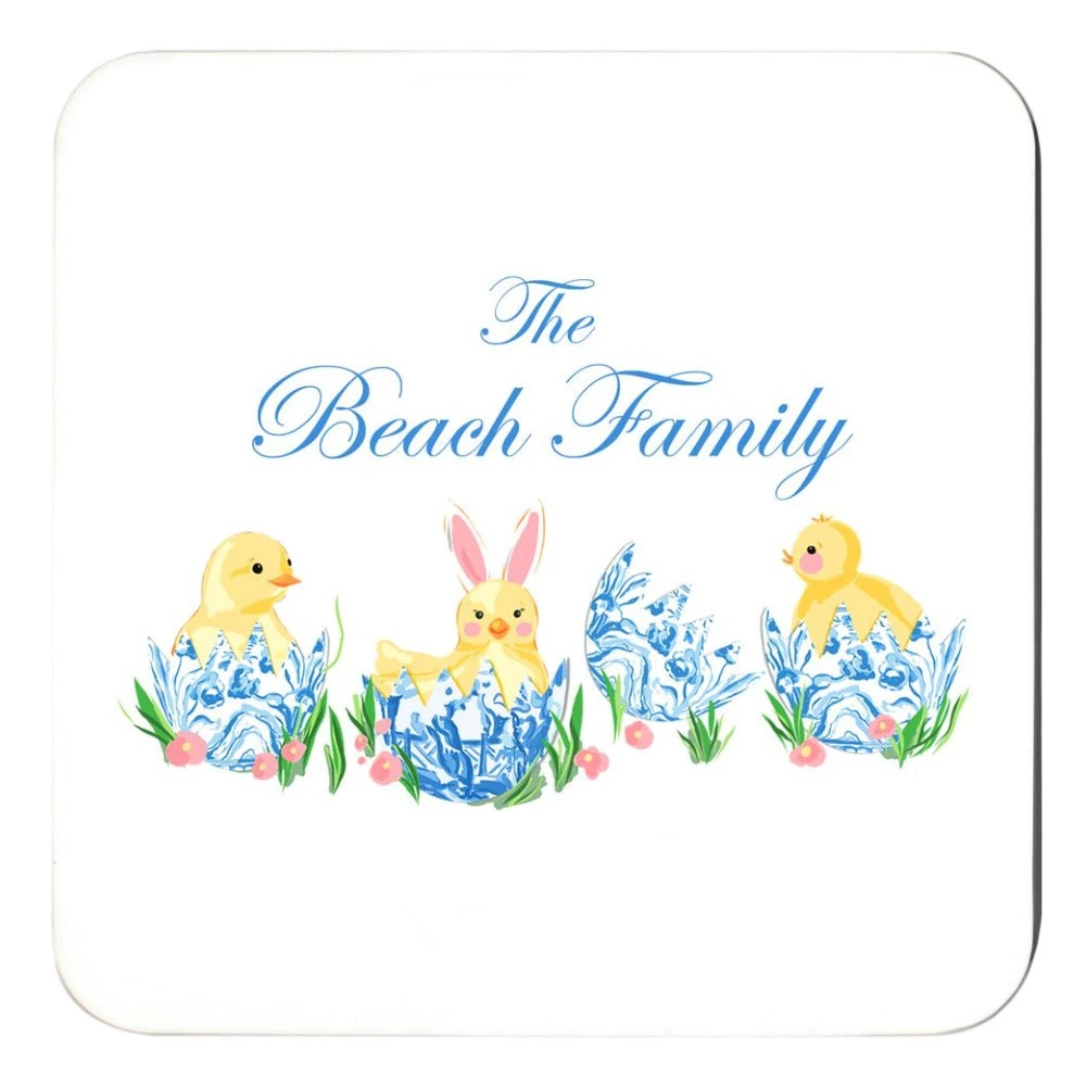 Haute Hatch Personalized Easter 4"x 4" Paper Coasters 1 Haute Hatch Personalized Easter 4"x 4" Paper Coasters