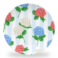 Single Hydrangea Blooms 10" Dia. Melamine Plate
