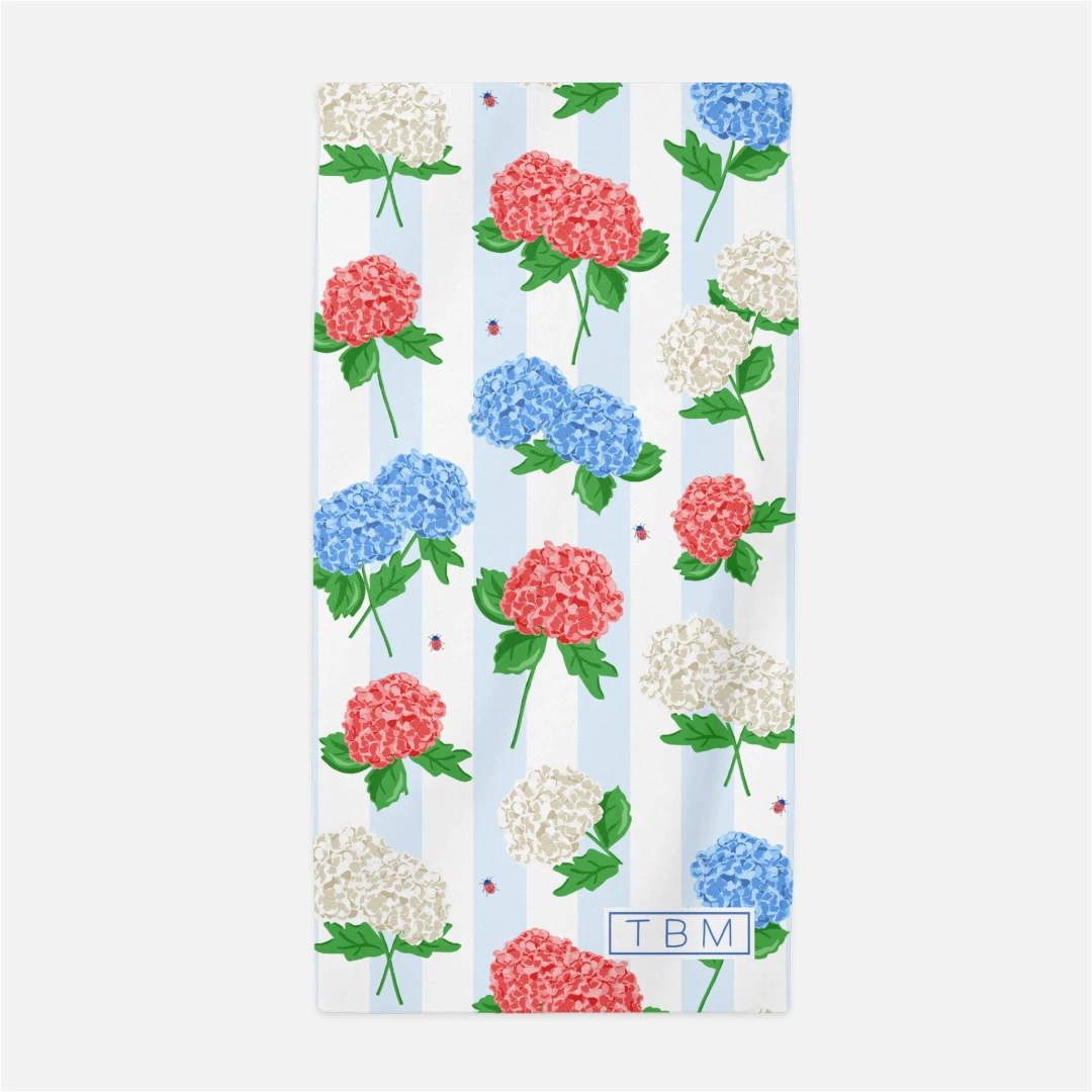 Hydrangea Blooms Personalized Beach Towel 1 Hydrangea Blooms Personalized Beach Towel