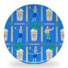 Jockeys & Juleps, Blue Ribbon, Set Of (4) Personalized, 10" Dia. Melamine Plates