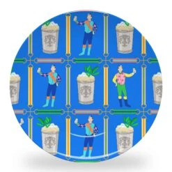Jockeys & Juleps, Blue Ribbon, Set Of (4) Personalized, 10" Dia. Melamine Plates