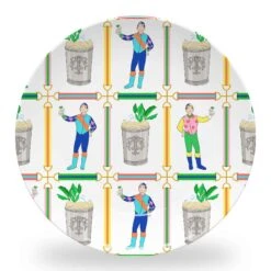Jockeys & Juleps Set Of (4) Personalized, 10" Dia. Melamine Plates