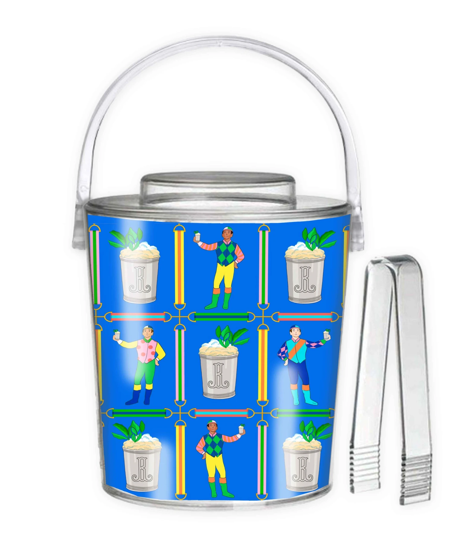 Jockeys & Juleps Personalized Kentucky Derby Custom Crest 3 Qt. Acrylic Ice Bucket, Blue Ribbon 1 Jockeys & Juleps Personalized Kentucky Derby Custom Crest 3 Qt. Acrylic Ice Bucket, Blue Ribbon