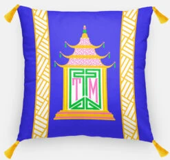 Royal Pagoda, Lapis, Euro Pillow & Insert, 26"x26"
