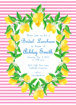 Lemon Crest Invitation, Pink Lemonade