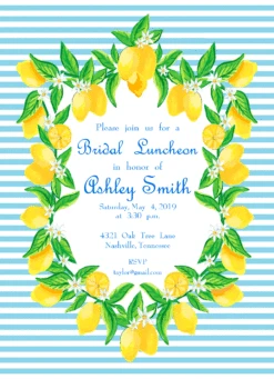 Lemon Crest Invitation, Blue Skies