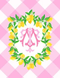 Lemon Crest, Pink Lemonade, Personalized Folded Note Cards