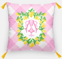 Lemon Crest, Pink Lemonade, Euro Pillow & Insert, 26"x26"