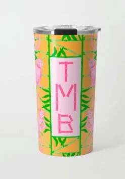 Monkey Trapeze Trellis, Tangerine, Stainless Steel Travel Tumbler