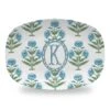 Mughal Blooms Personalized Melamine Platter, Blue