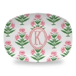 Mughal Blooms Personalized Melamine Platter, Pink