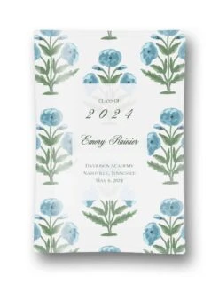 Mughal Blooms Personalized Graduation Glass Trinket Dish, 5"x7", Blue