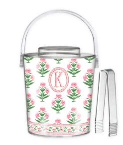 Mughal Blooms Personalized Ice Bucket, Pink