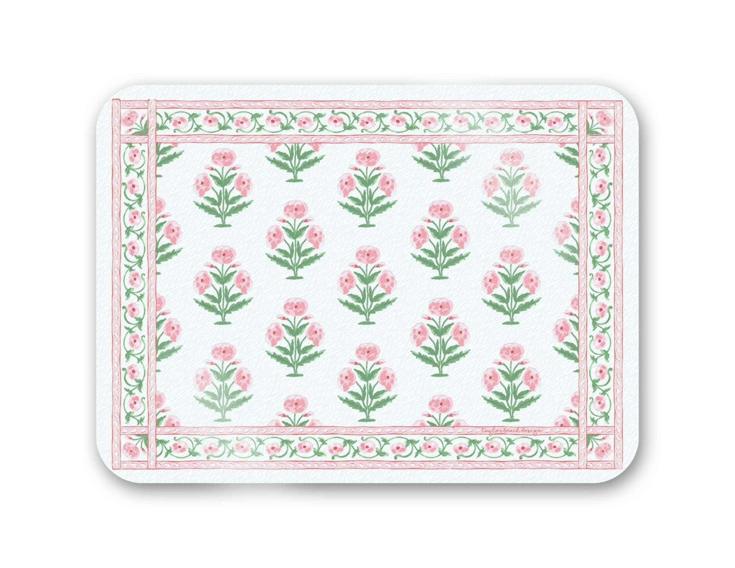 Mughal Blooms 16" X 12" Tempered Glass Cutting Board, Pink 1 Mughal Blooms 16" X 12" Tempered Glass Cutting Board, Pink