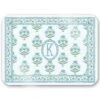 Mughal Blooms Personalized 16" X 12" Tempered Glass Cutting Board, Blue