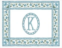 Mughal Blooms Personalized Folded Note Cards, Blue