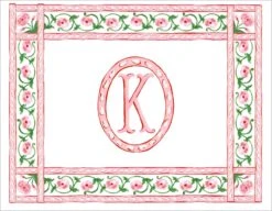 Mughal Blooms Personalized Folded Note Cards, Pink