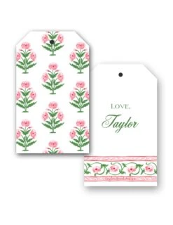 Mughal Blooms Personalized Hang Tags, Pink