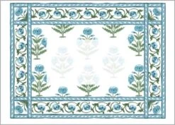 Mughal Blooms Tented Place Cards, Blue