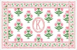 Mughal Blooms Personalized Paper Tear-away Placemat Pad, Pink
